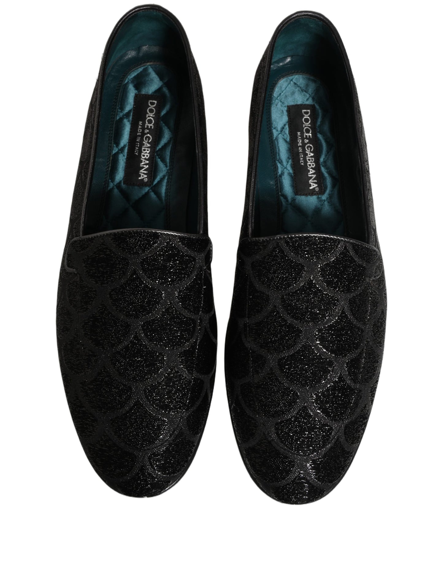 Dolce & Gabbana Black Glitter Brocade Men Dress Loafers