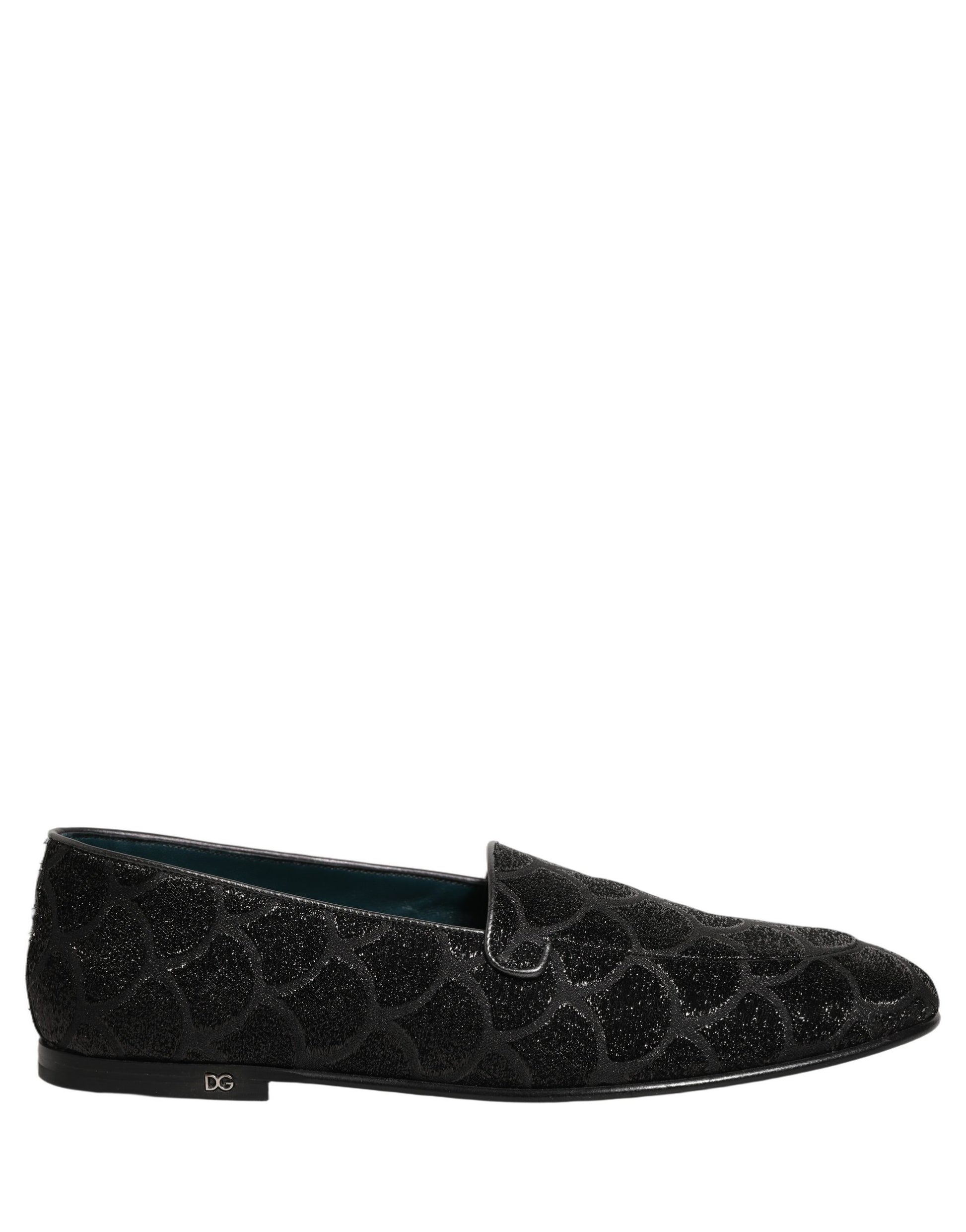 Dolce & Gabbana Black Glitter Brocade Men Dress Loafers