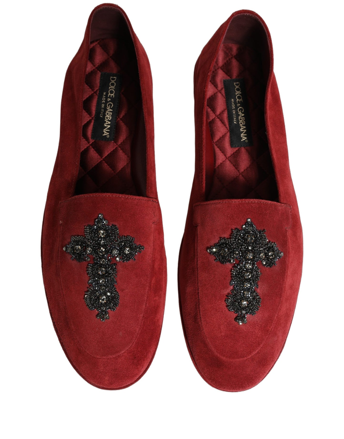 Dolce & Gabbana Red Suede Cross Slip On Dress Loafers