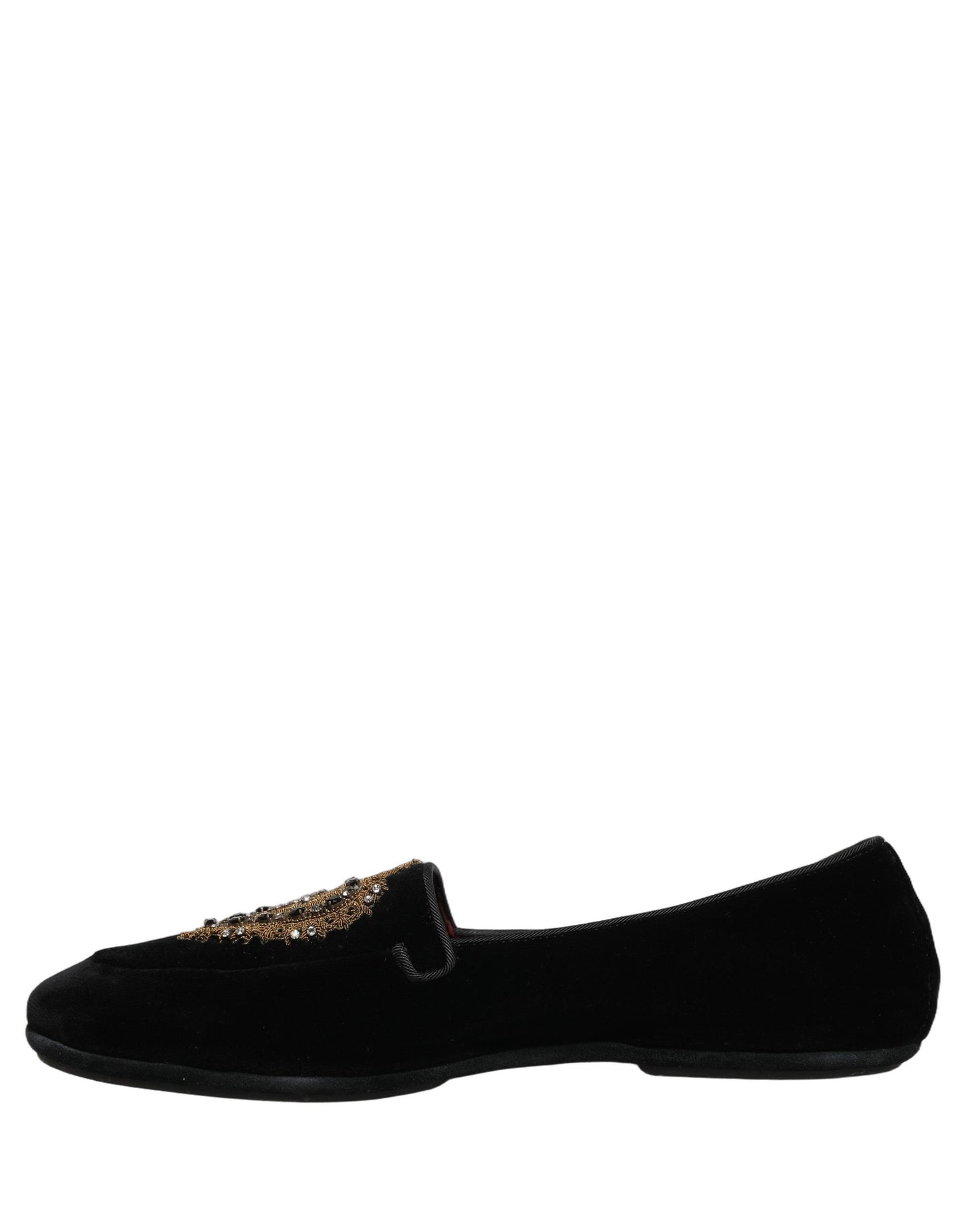Dolce & Gabbana Black Velvet Sacred Heart Dress Loafers