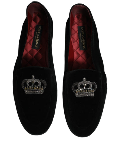 Dolce & Gabbana Black Crown Embellished Dress Loafers