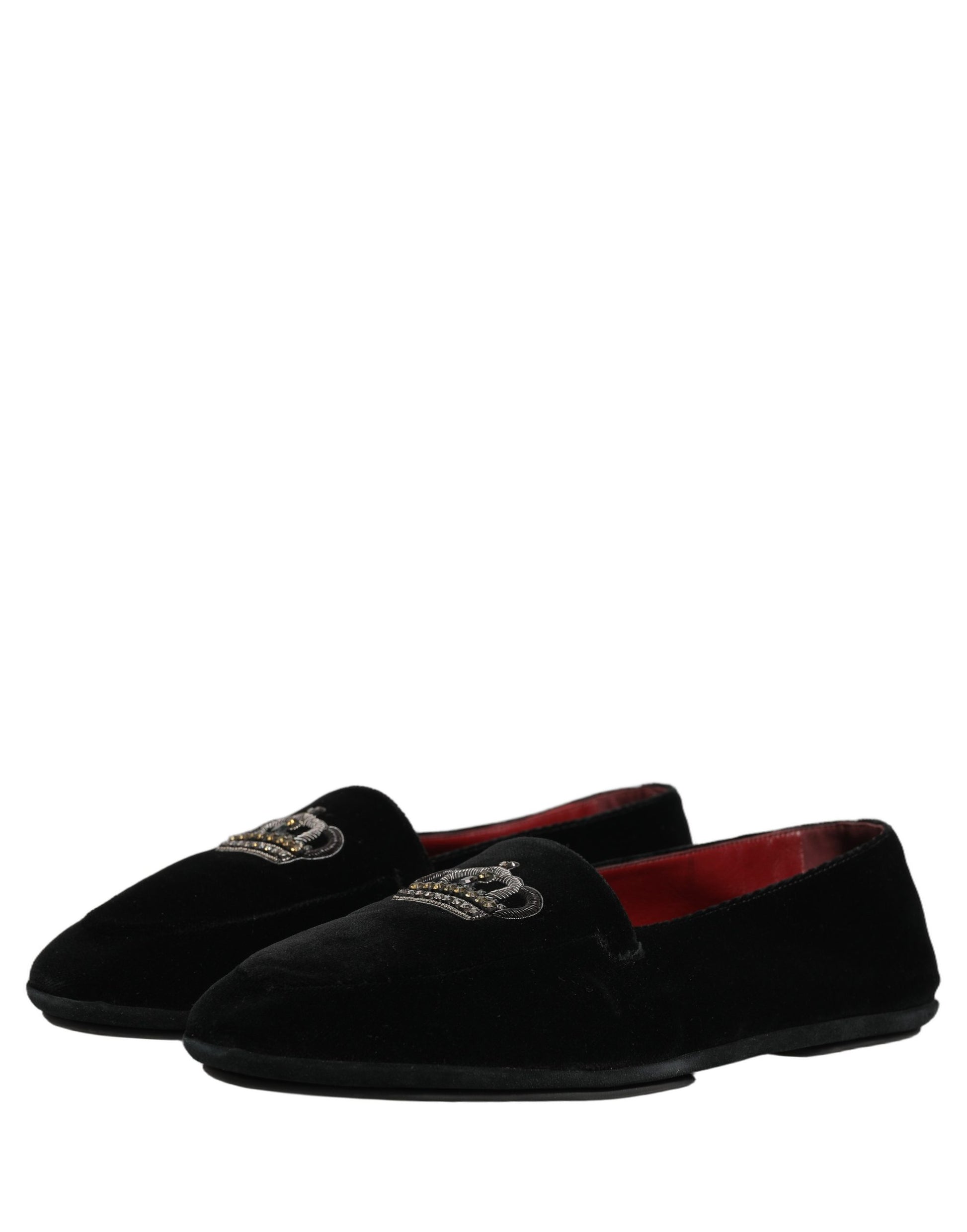 Dolce & Gabbana Black Crown Embellished Dress Loafers