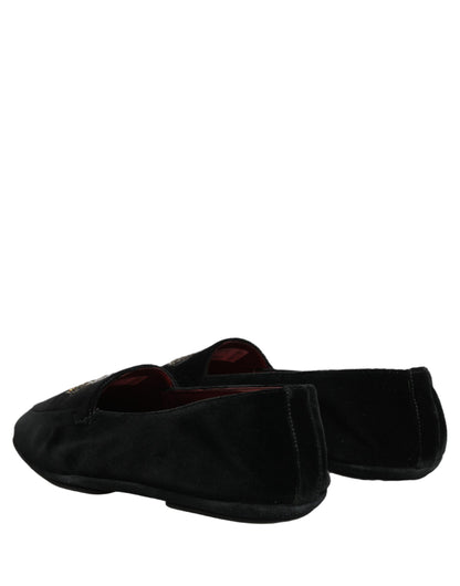 Dolce & Gabbana Black Crown Embellished Dress Loafers