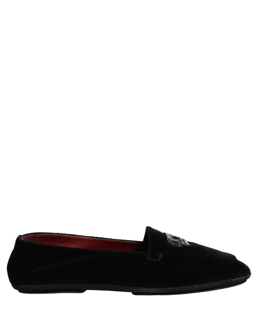 Dolce & Gabbana Black Crown Embellished Dress Loafers