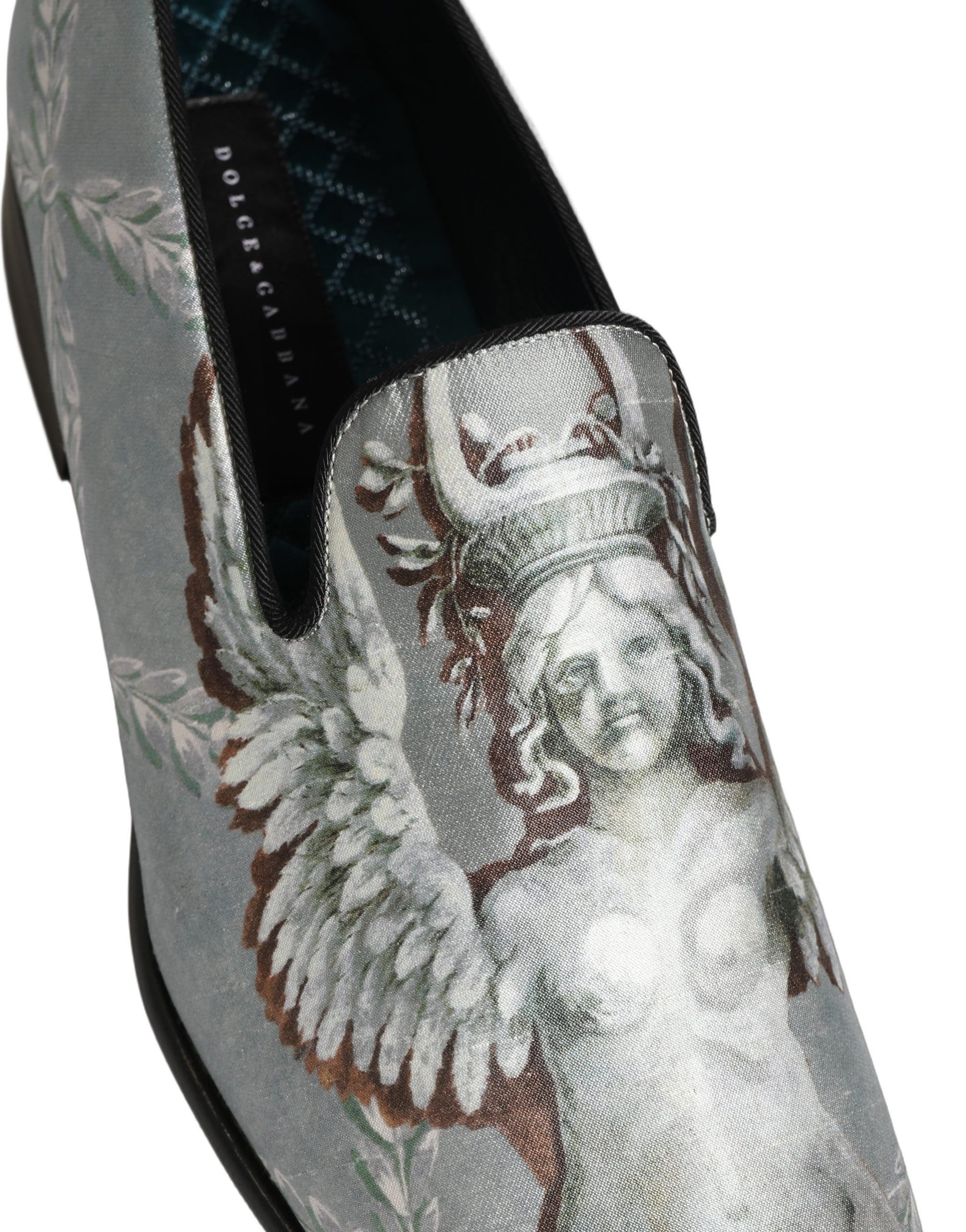 Dolce & Gabbana Baroque Angel Velvet Gray Loafers for Men