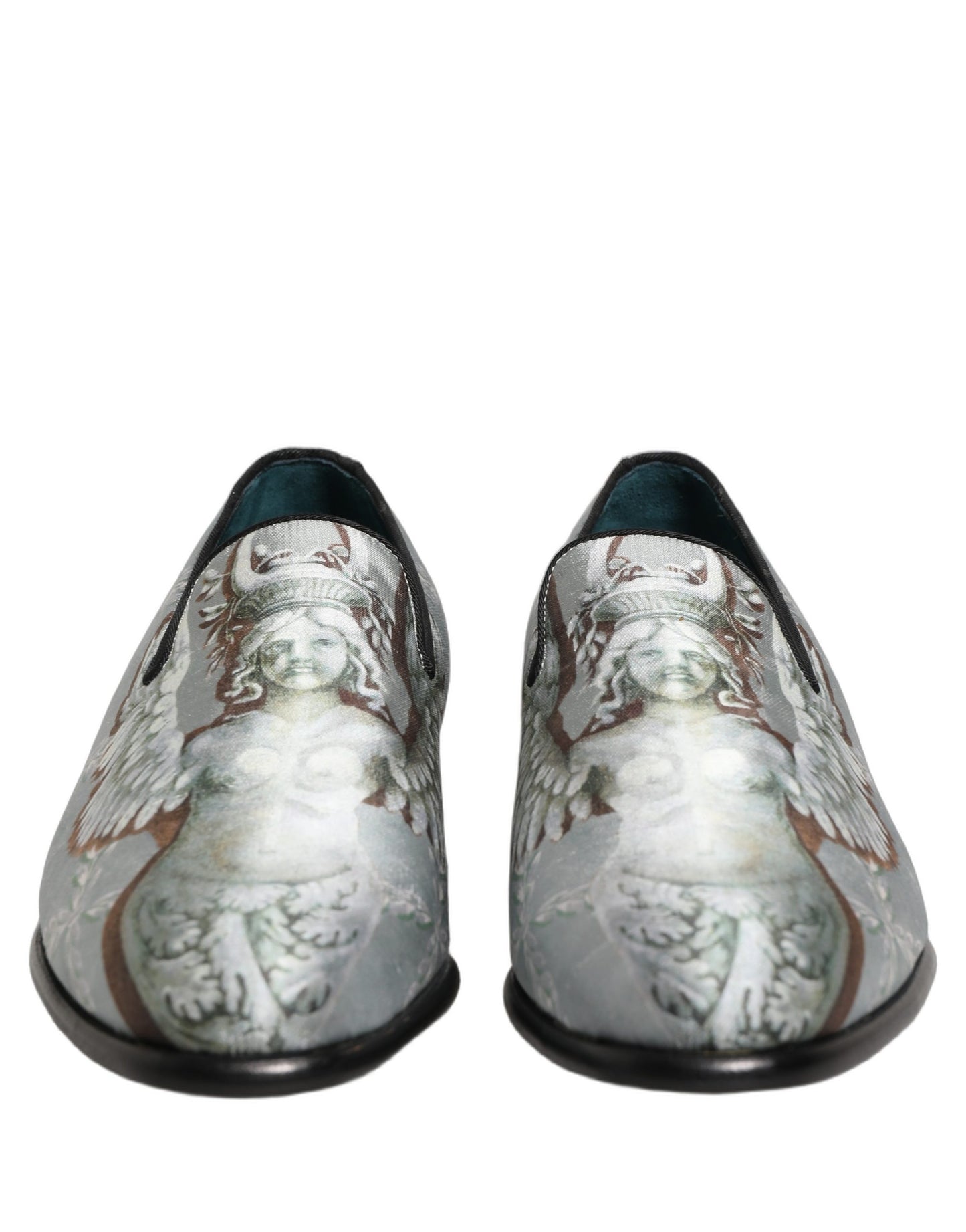 Dolce & Gabbana Baroque Angel Velvet Gray Loafers for Men