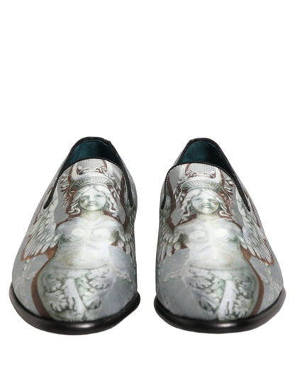Dolce & Gabbana Baroque Angel Velvet Gray Loafers for Men
