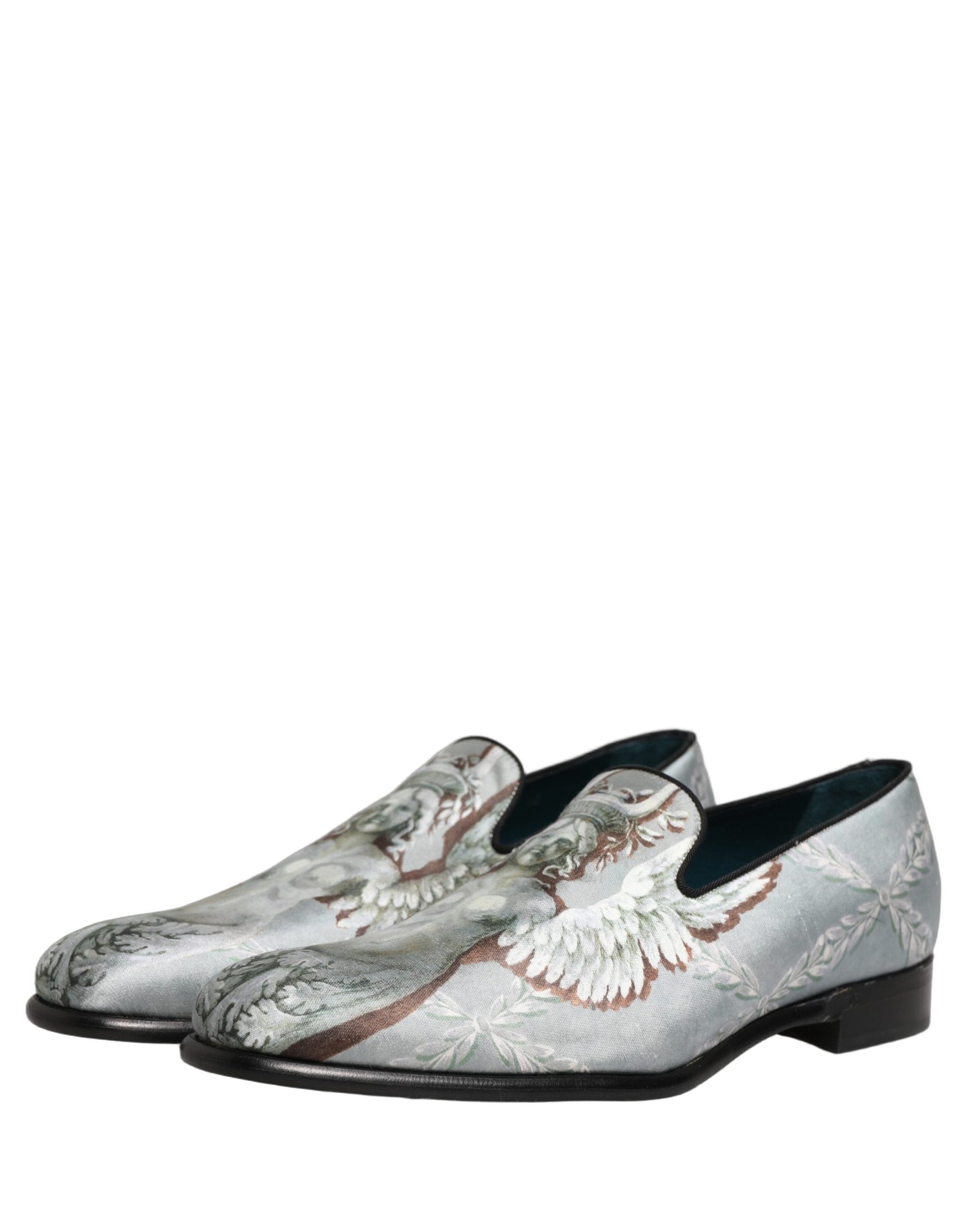 Dolce & Gabbana Baroque Angel Velvet Gray Loafers for Men