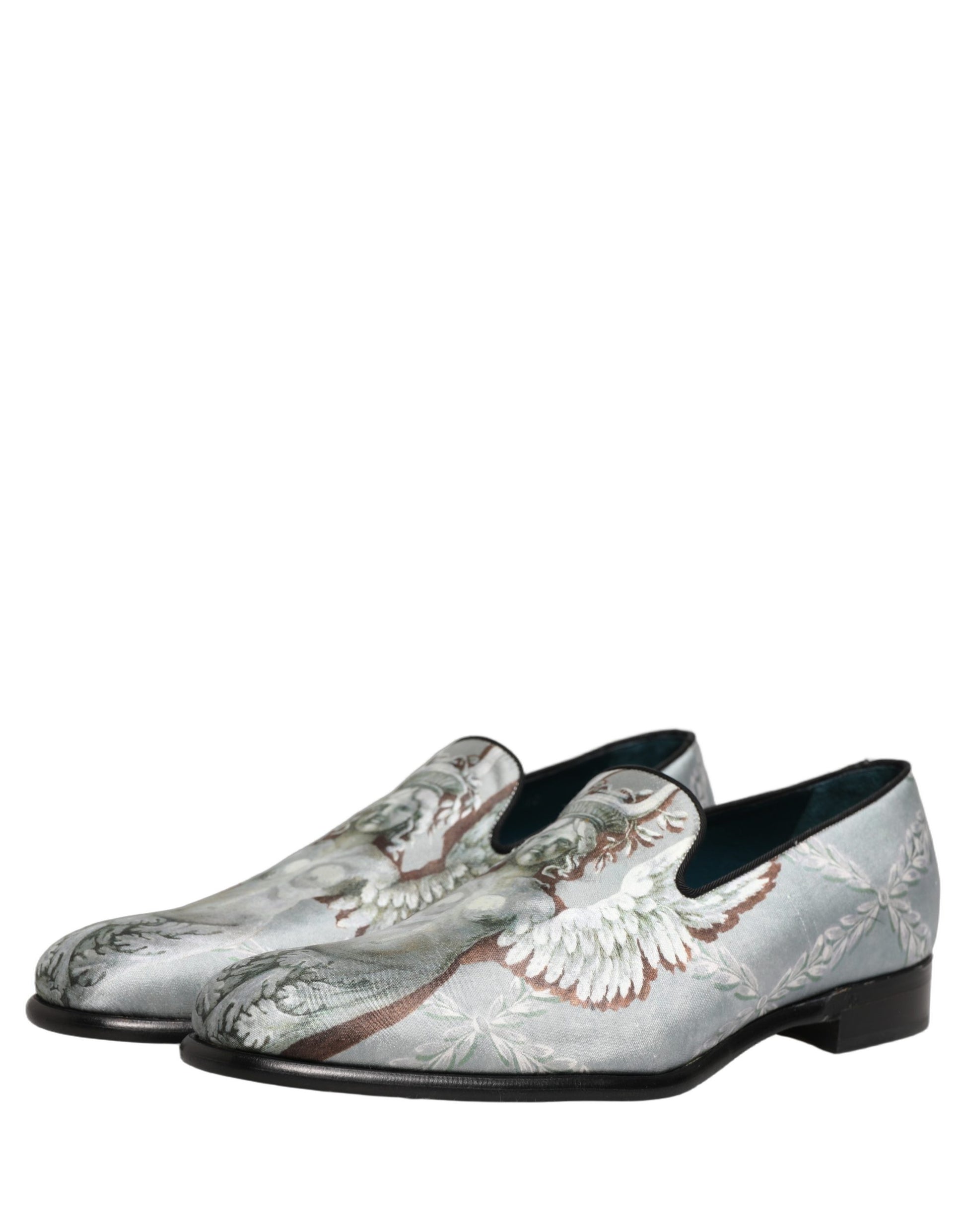 Dolce & Gabbana Baroque Angel Velvet Gray Loafers for Men