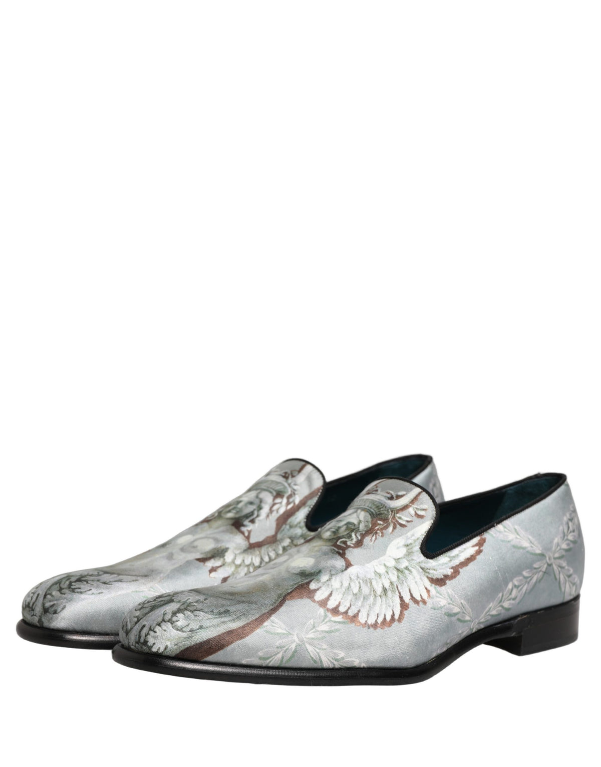 Dolce & Gabbana Baroque Angel Velvet Gray Loafers for Men