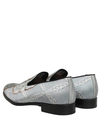 Dolce & Gabbana Baroque Angel Velvet Gray Loafers for Men