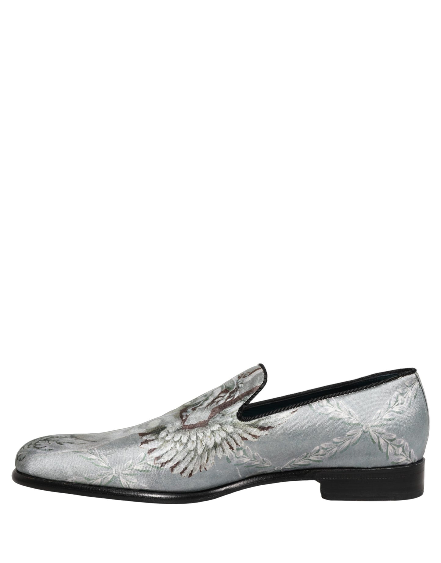 Dolce & Gabbana Baroque Angel Velvet Gray Loafers for Men
