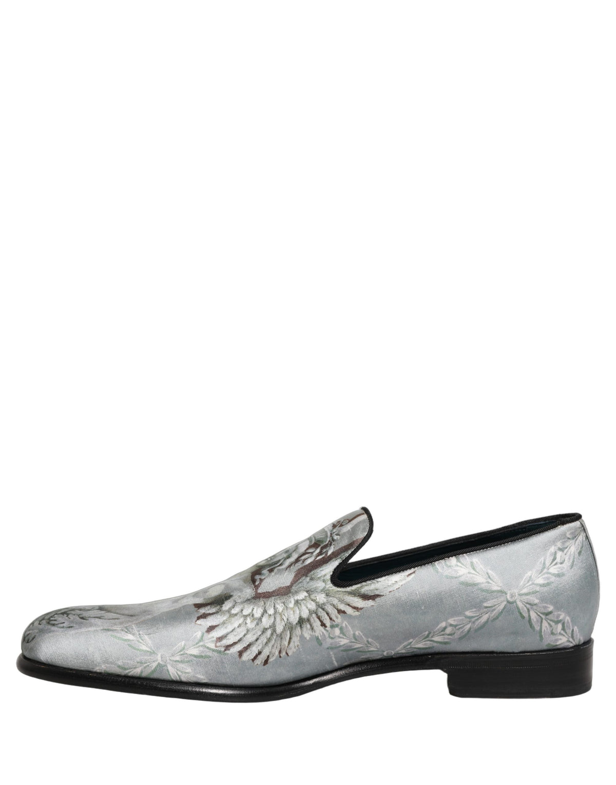 Dolce & Gabbana Baroque Angel Velvet Gray Loafers for Men