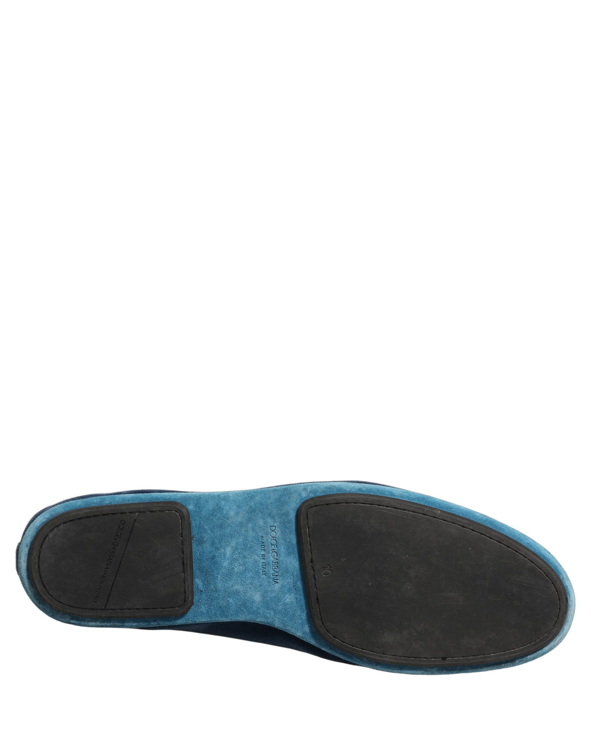 Dolce & Gabbana Blue Velvet Crown Embroidery Loafers