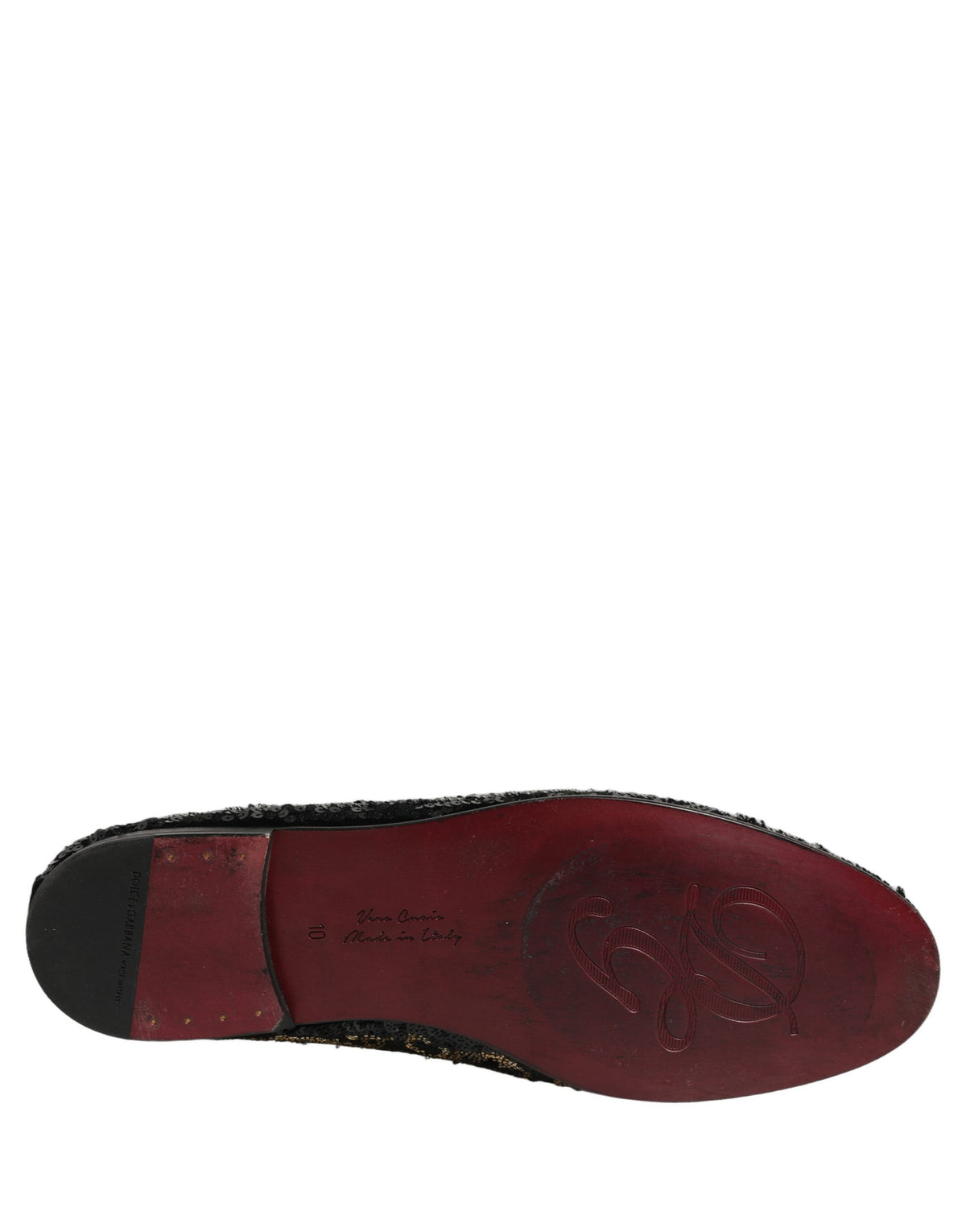 Dolce & Gabbana Black Gold Embellished Dress Loafers