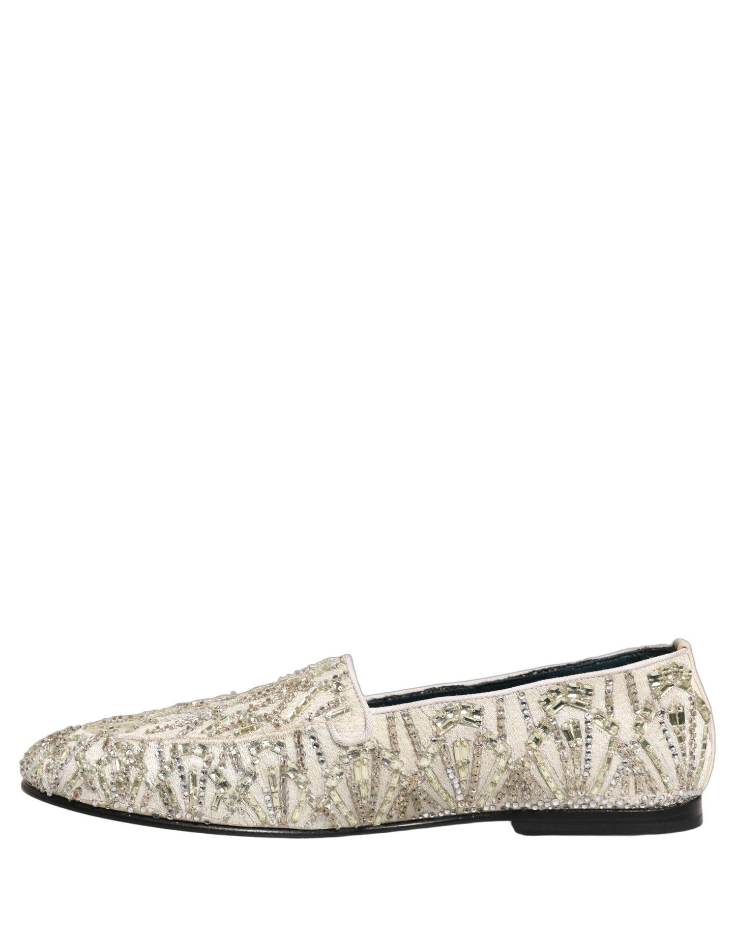 Dolce & Gabbana White Velvet Embroidered Dress Loafers