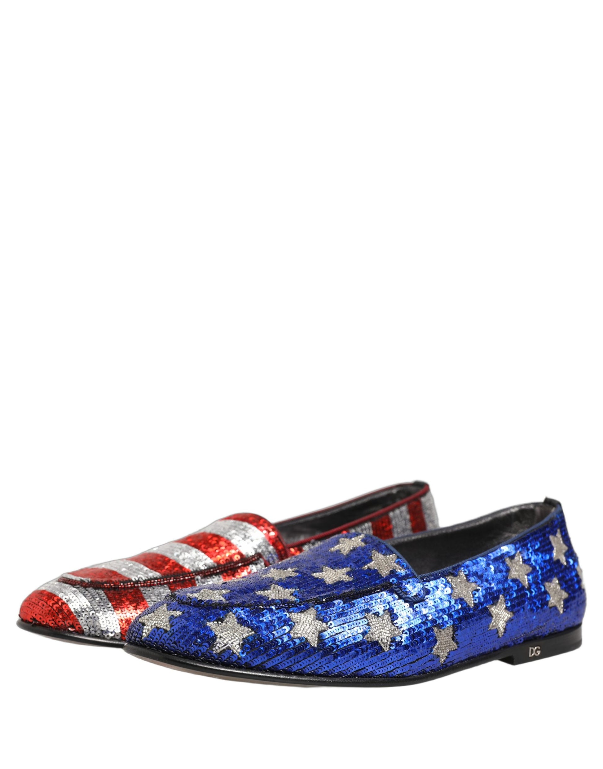 Dolce & Gabbana Multicolor Flag Sequin Dress Loafers