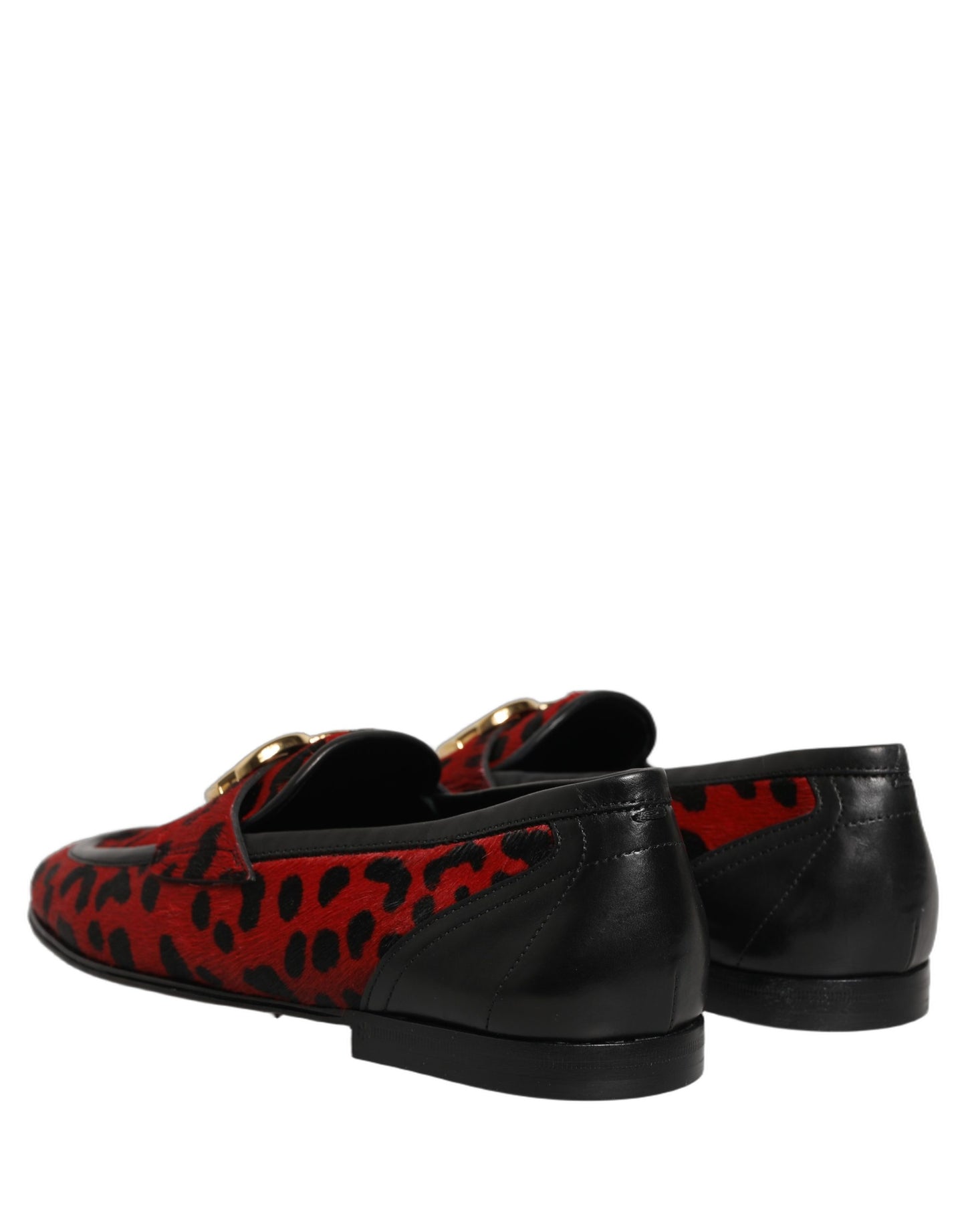 Dolce & Gabbana Red Leopard Print Pony Hair Loafers