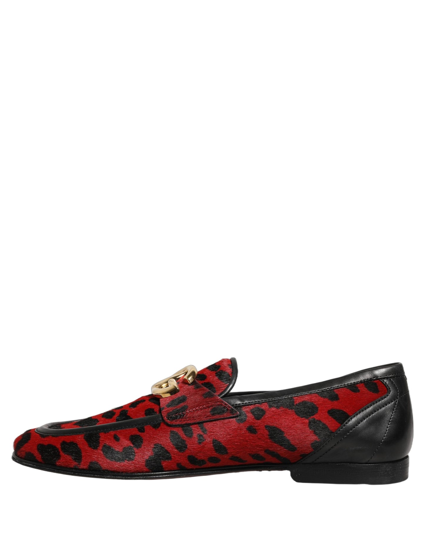 Dolce & Gabbana Red Leopard Print Pony Hair Loafers