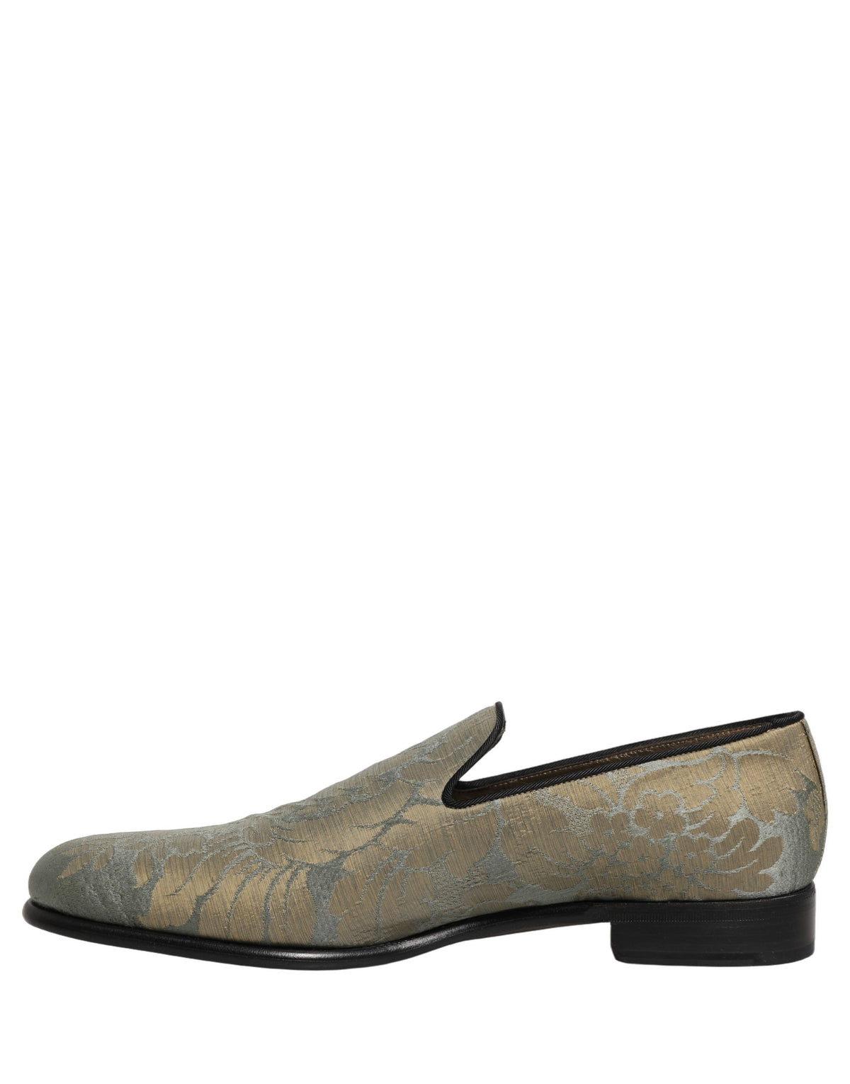 Dolce & Gabbana Gold Floral Jacquard Slip On Loafers