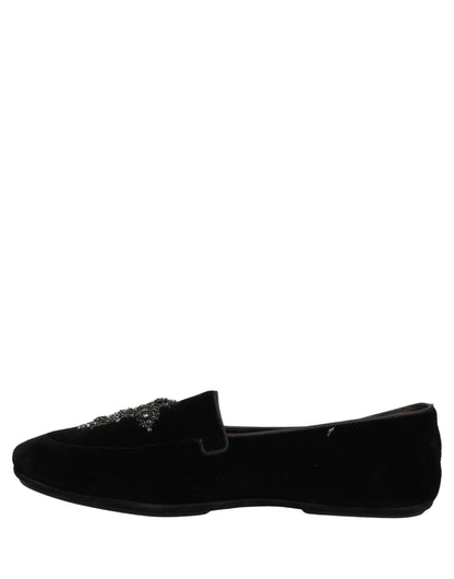 Dolce & Gabbana Black Suede Embellished Dress Loafers