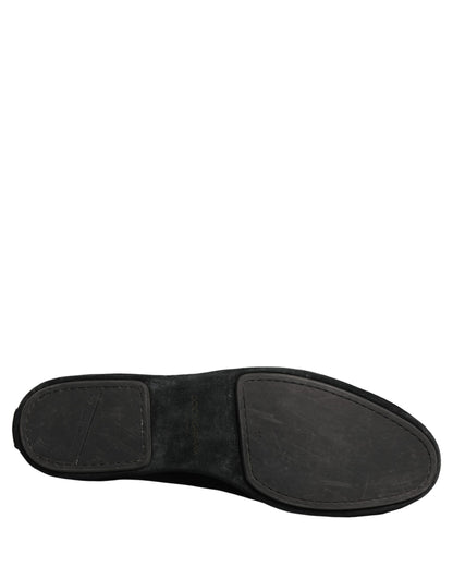 Dolce & Gabbana Black Suede Embellished Dress Loafers