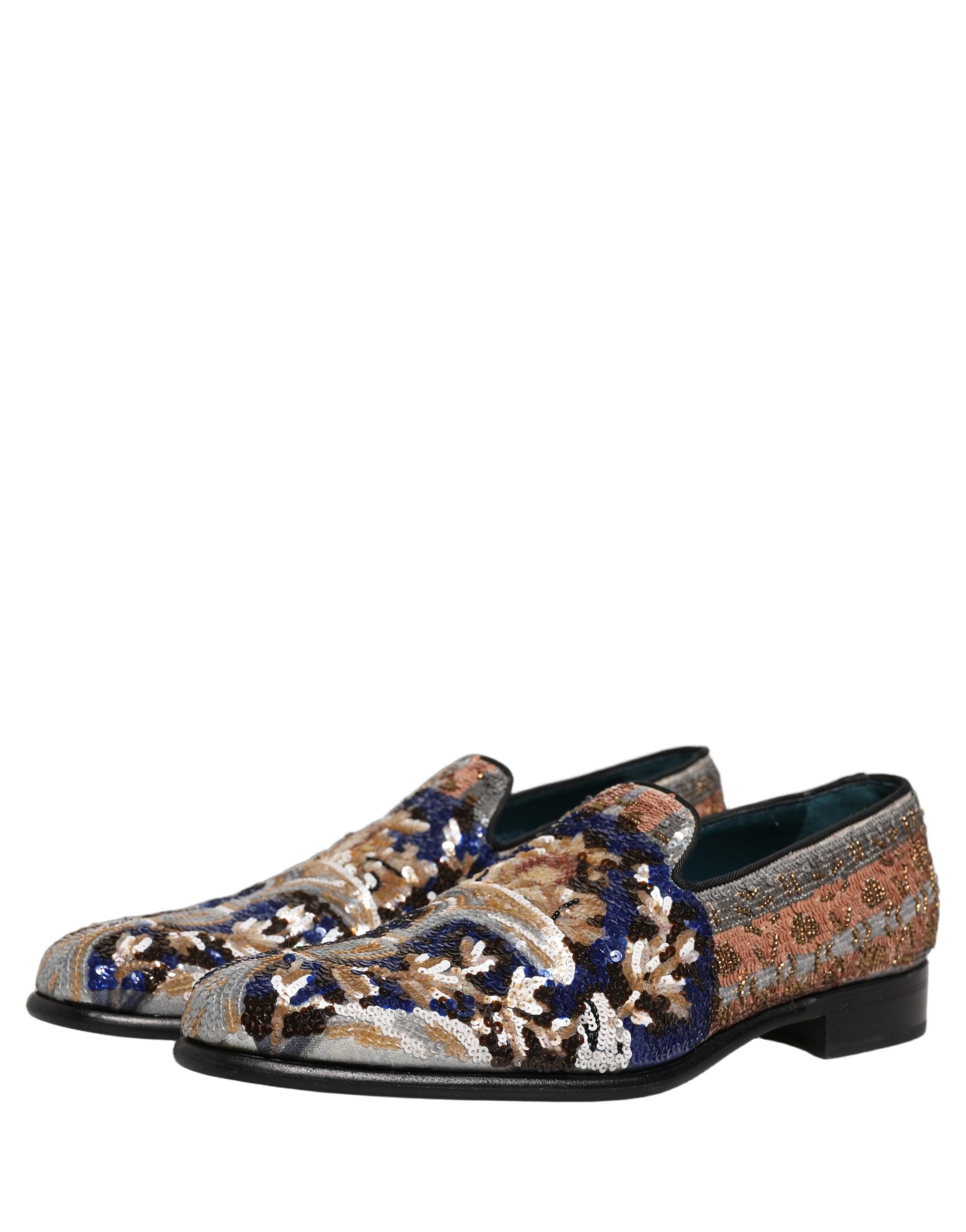 Dolce & Gabbana Multicolor Embroidered Sequin Loafers