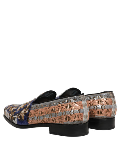Dolce & Gabbana Multicolor Embroidered Sequin Loafers
