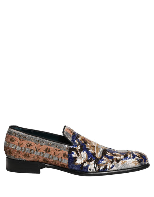 Dolce & Gabbana Multicolor Embroidered Sequin Loafers