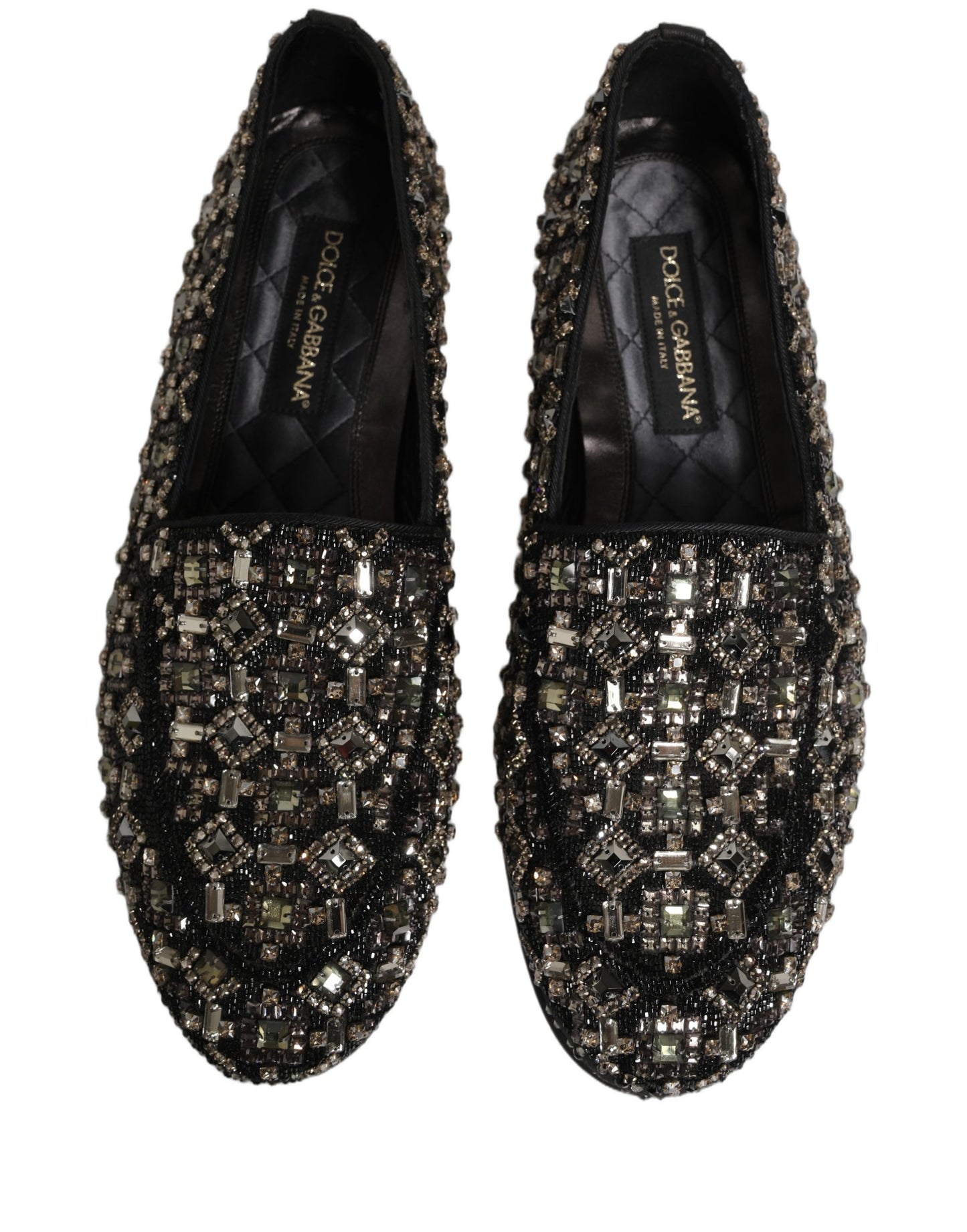 Dolce & Gabbana Silver Leather Logo Slip-On Loafers