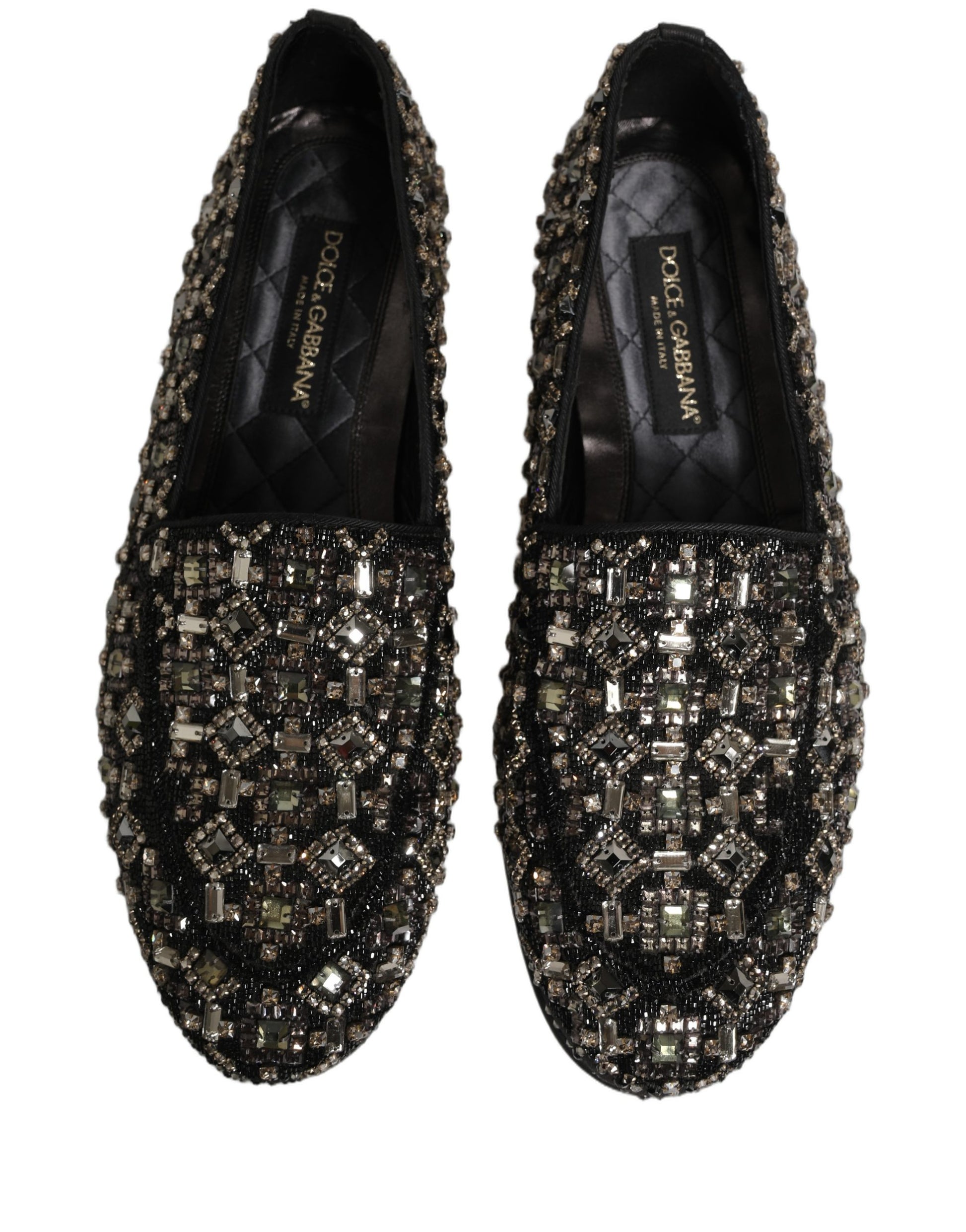 Dolce & Gabbana Silver Leather Logo Slip-On Loafers