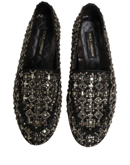Dolce & Gabbana Black Crystal Embellished Dress Loafers