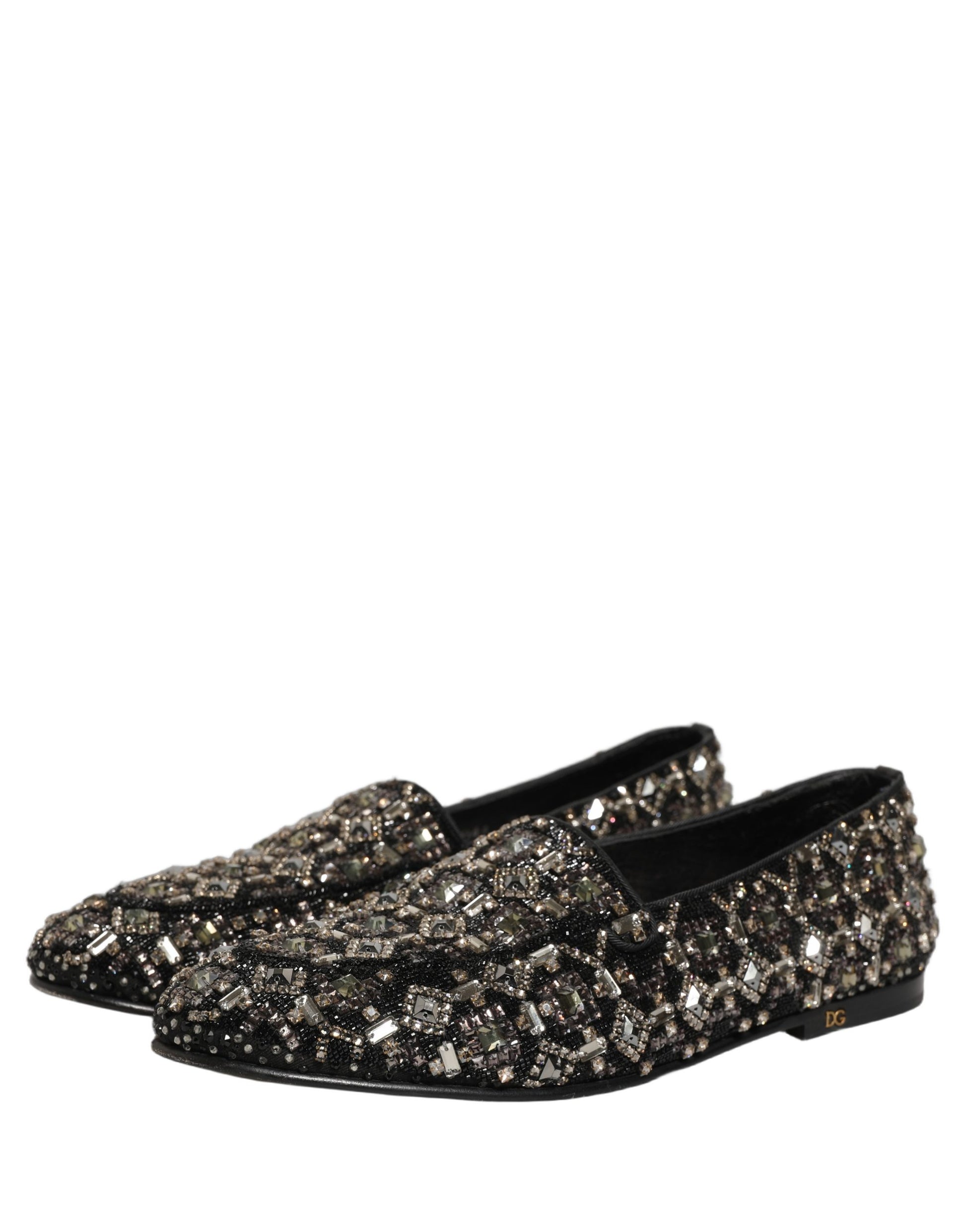 Dolce & Gabbana Black Crystal Embellished Dress Loafers