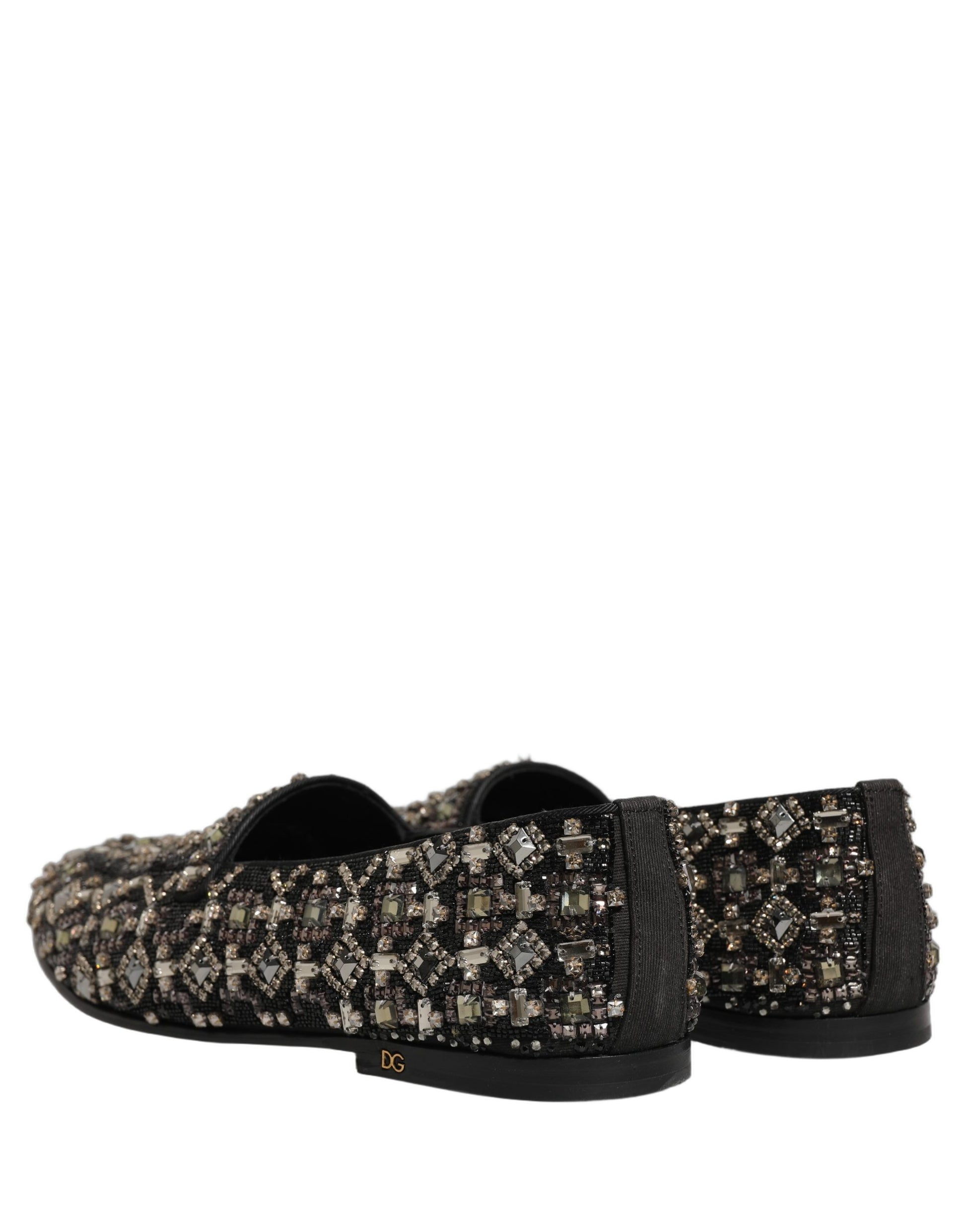 Dolce & Gabbana Black Crystal Embellished Dress Loafers