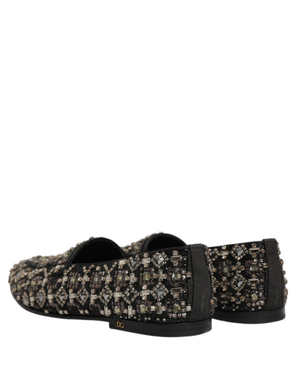 Dolce & Gabbana Black Crystal Embellished Dress Loafers