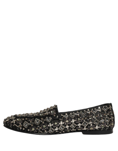 Dolce & Gabbana Black Crystal Embellished Dress Loafers
