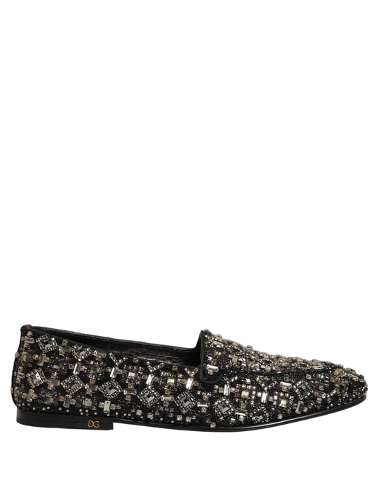 Dolce & Gabbana Silver Leather Logo Slip-On Loafers