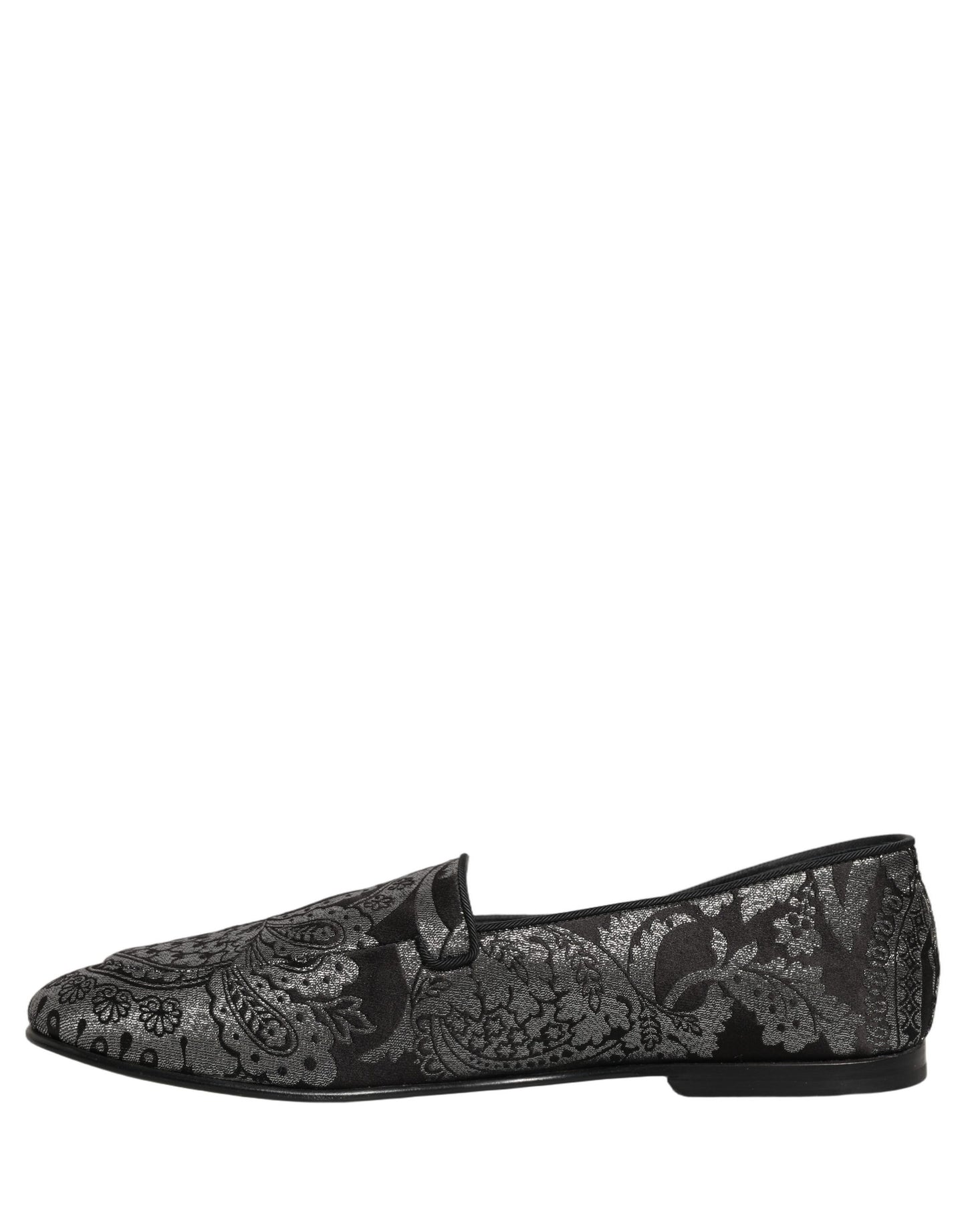 Dolce & Gabbana Silver Jacquard Leather Slip-On Loafers