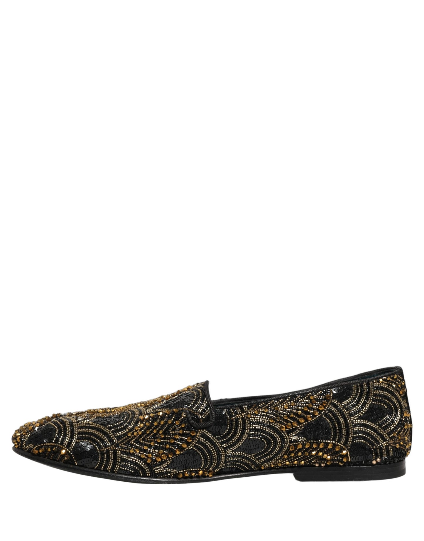Dolce & Gabbana Black Gold Embellished Loafers