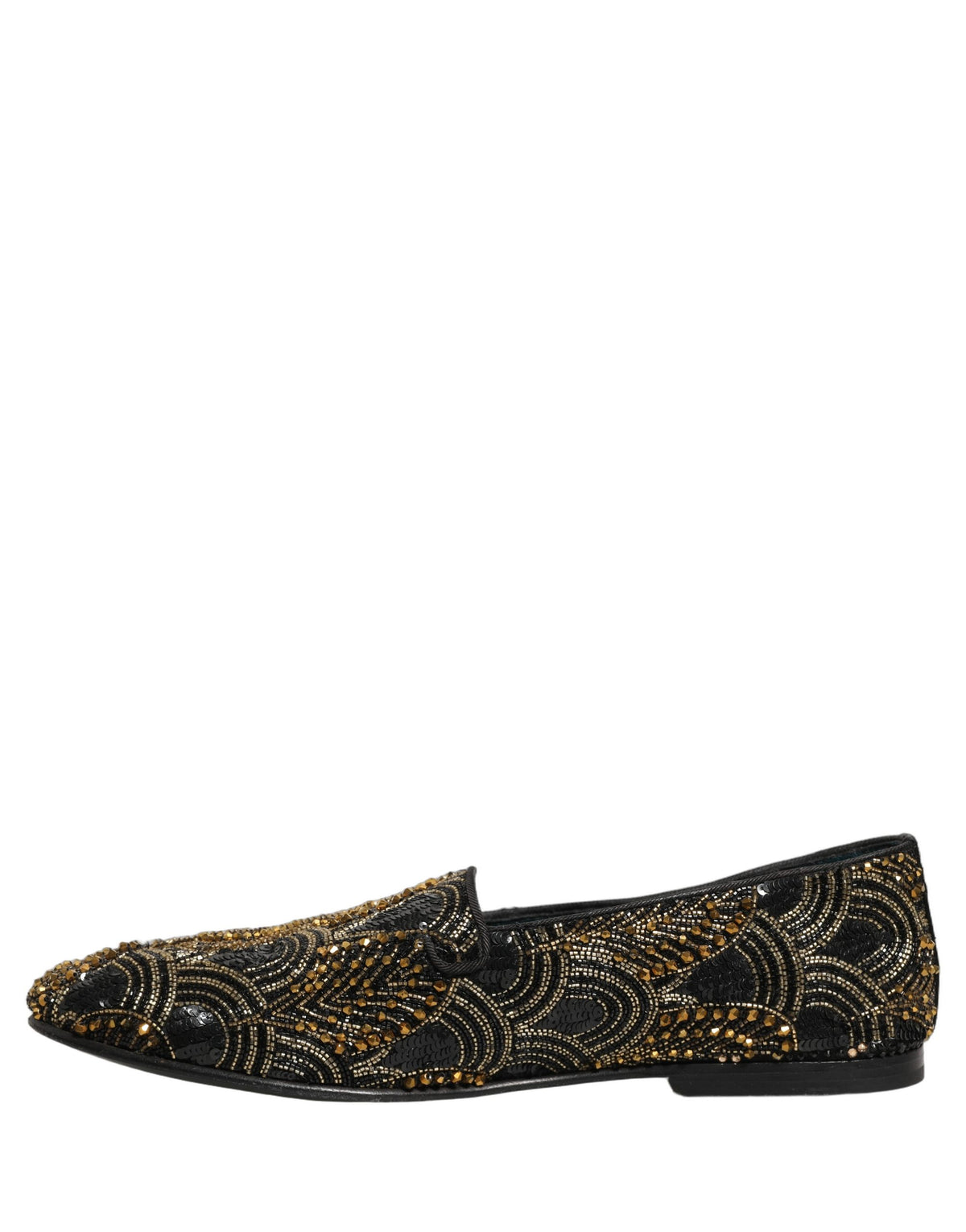 Dolce & Gabbana Black Gold Embellished Loafers
