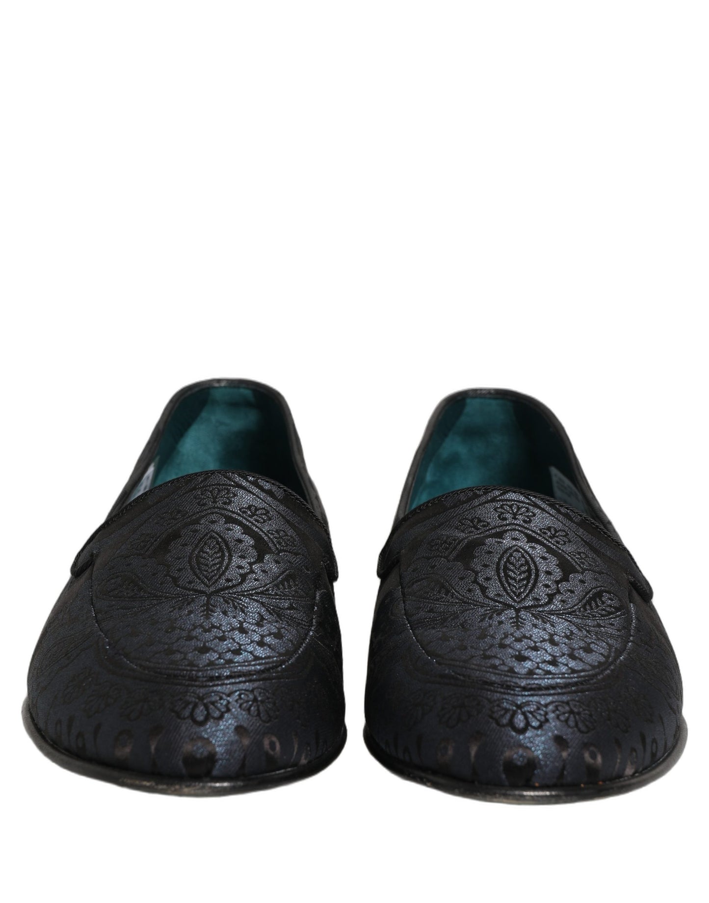 Dolce & Gabbana Blue Jacquard Leather Slip-On Loafers