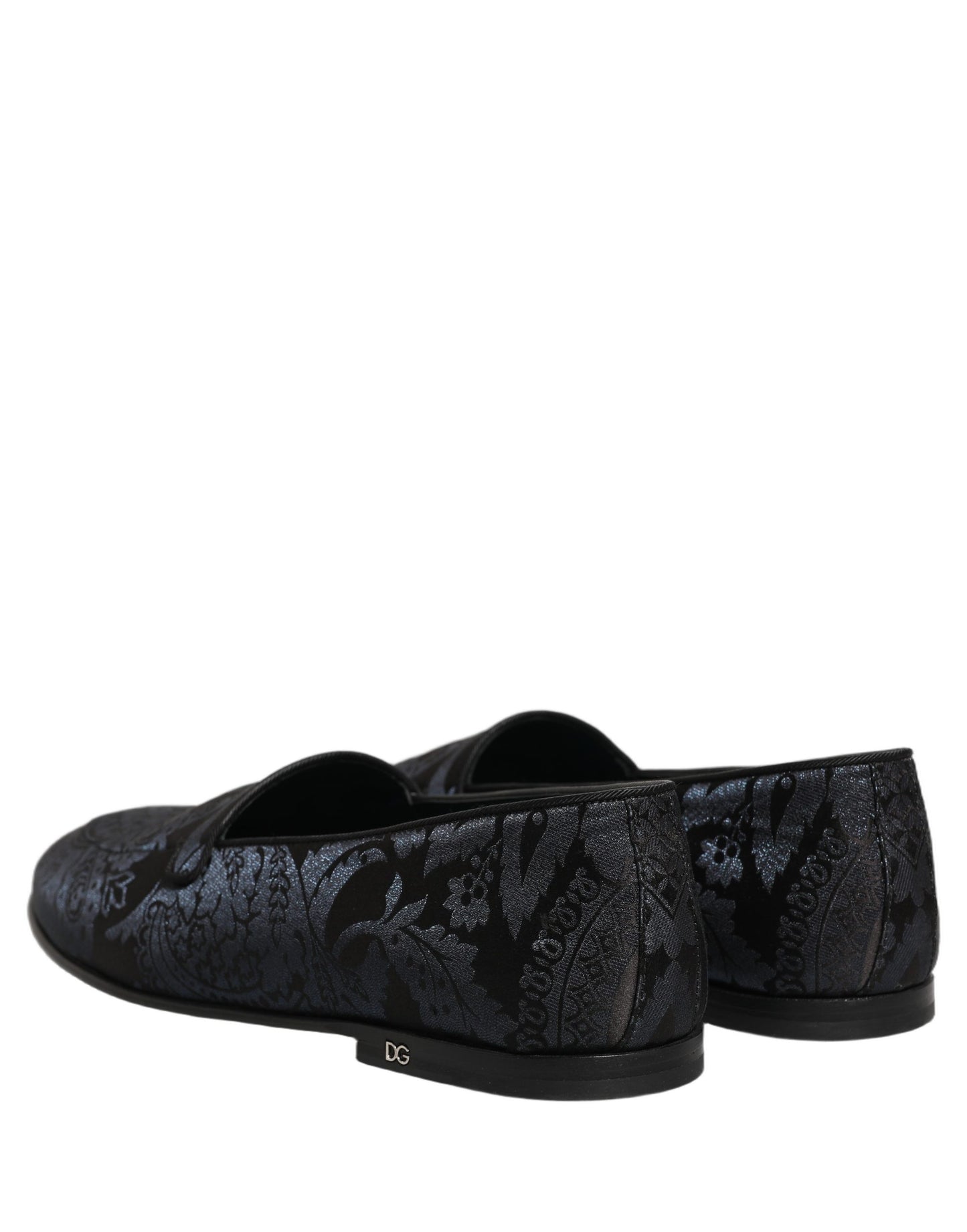 Dolce & Gabbana Blue Jacquard Leather Slip-On Loafers