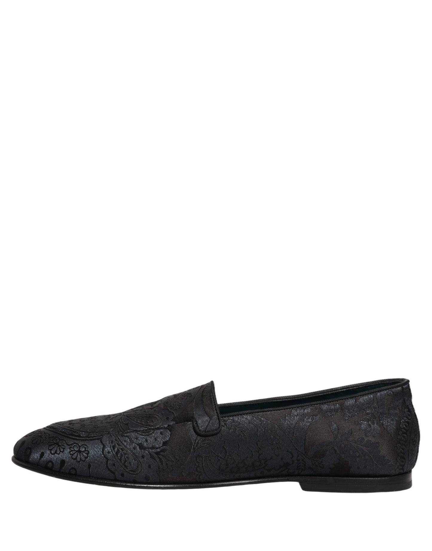 Dolce & Gabbana Blue Jacquard Leather Slip-On Loafers