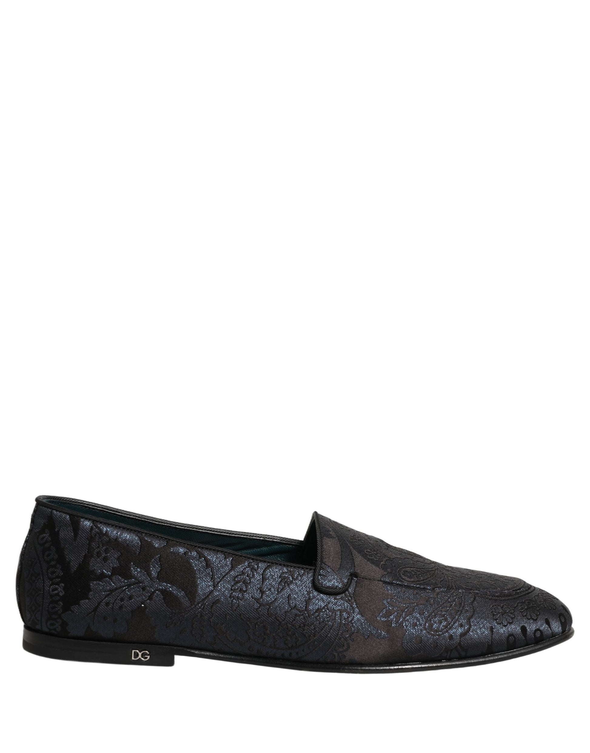 Dolce & Gabbana Blue Jacquard Leather Slip-On Loafers