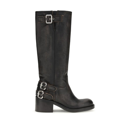 Chloé Black Calf Leather Bos Taurus Lace-Up Boots