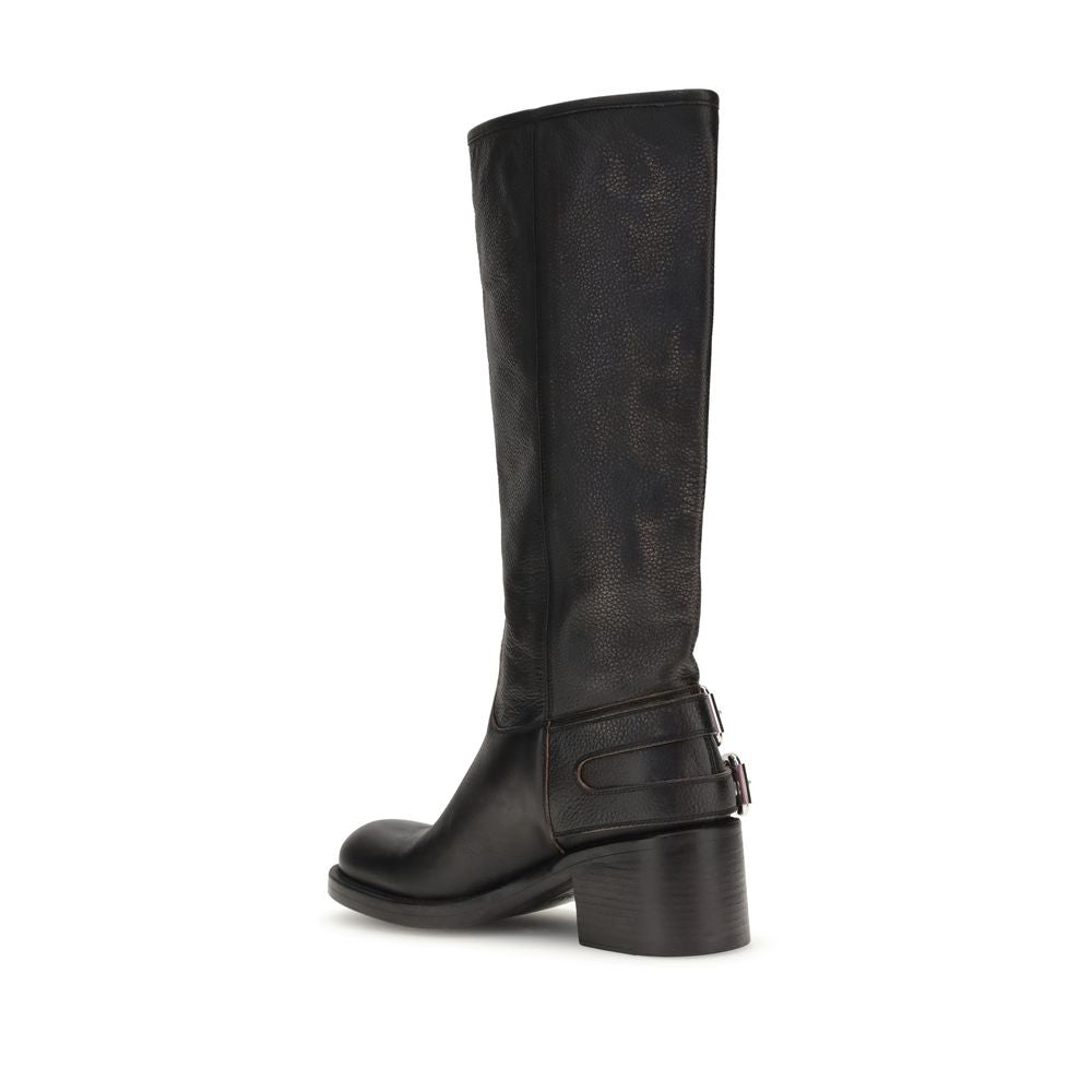 Chloé Black Calf Leather Bos Taurus Lace-Up Boots