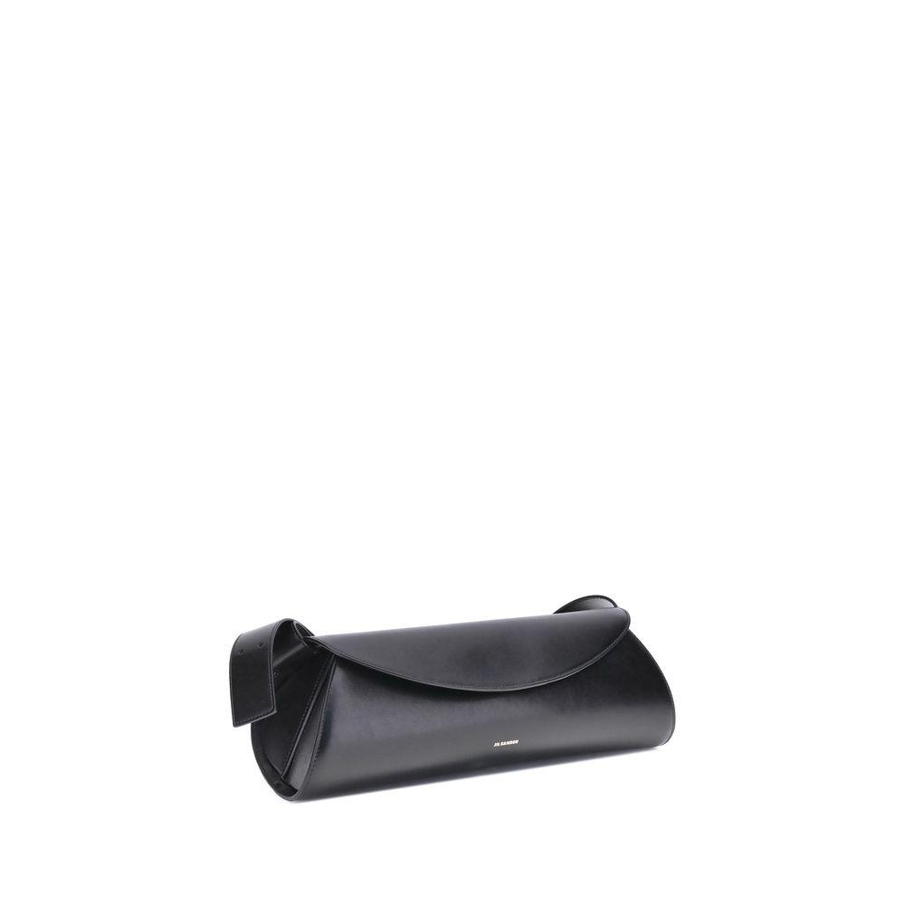 Jil Sander Black Calf Leather Bos Taurus Cannolo Shoulder Bag