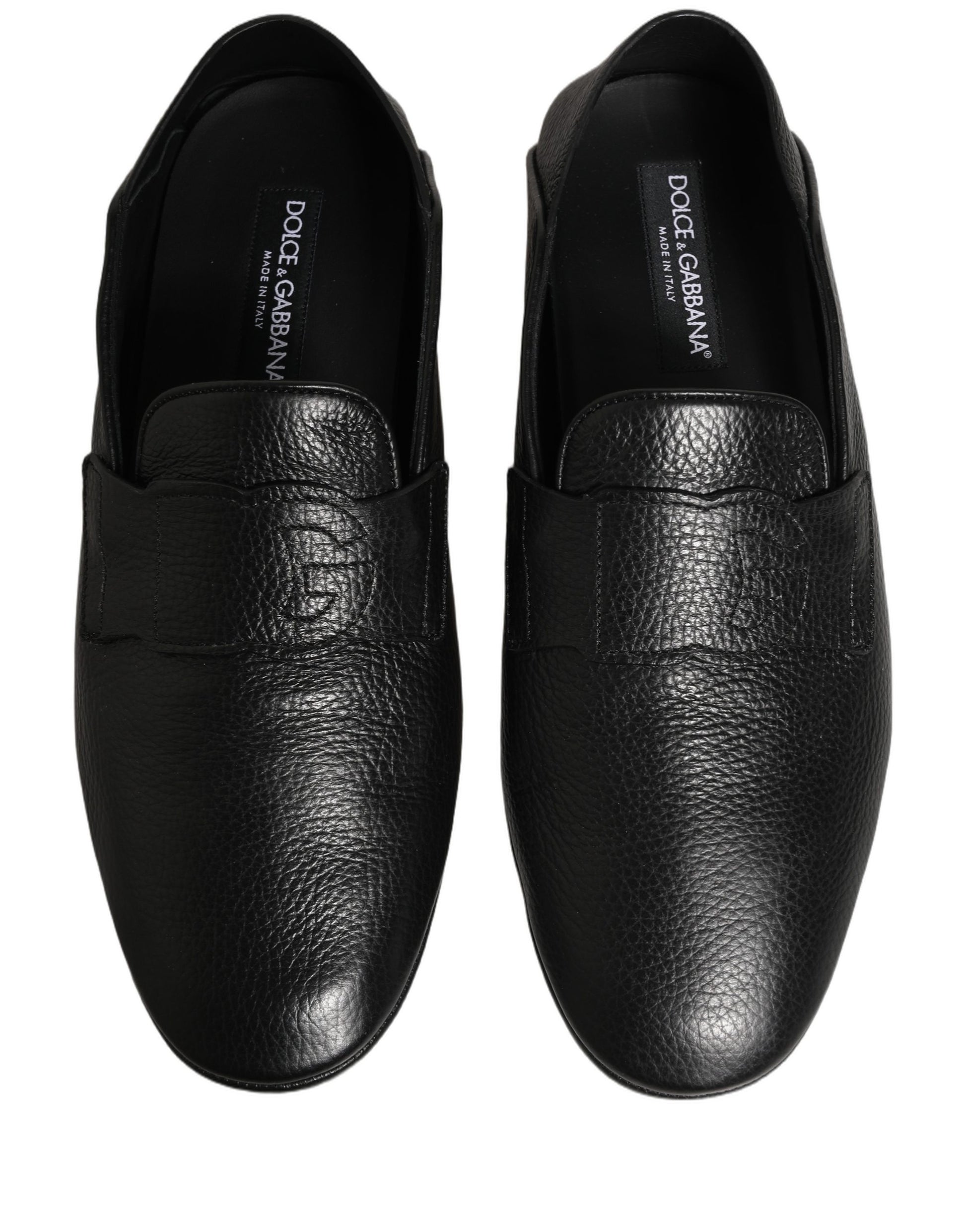 Dolce & Gabbana Black Deerskin Leather Driver Loafers