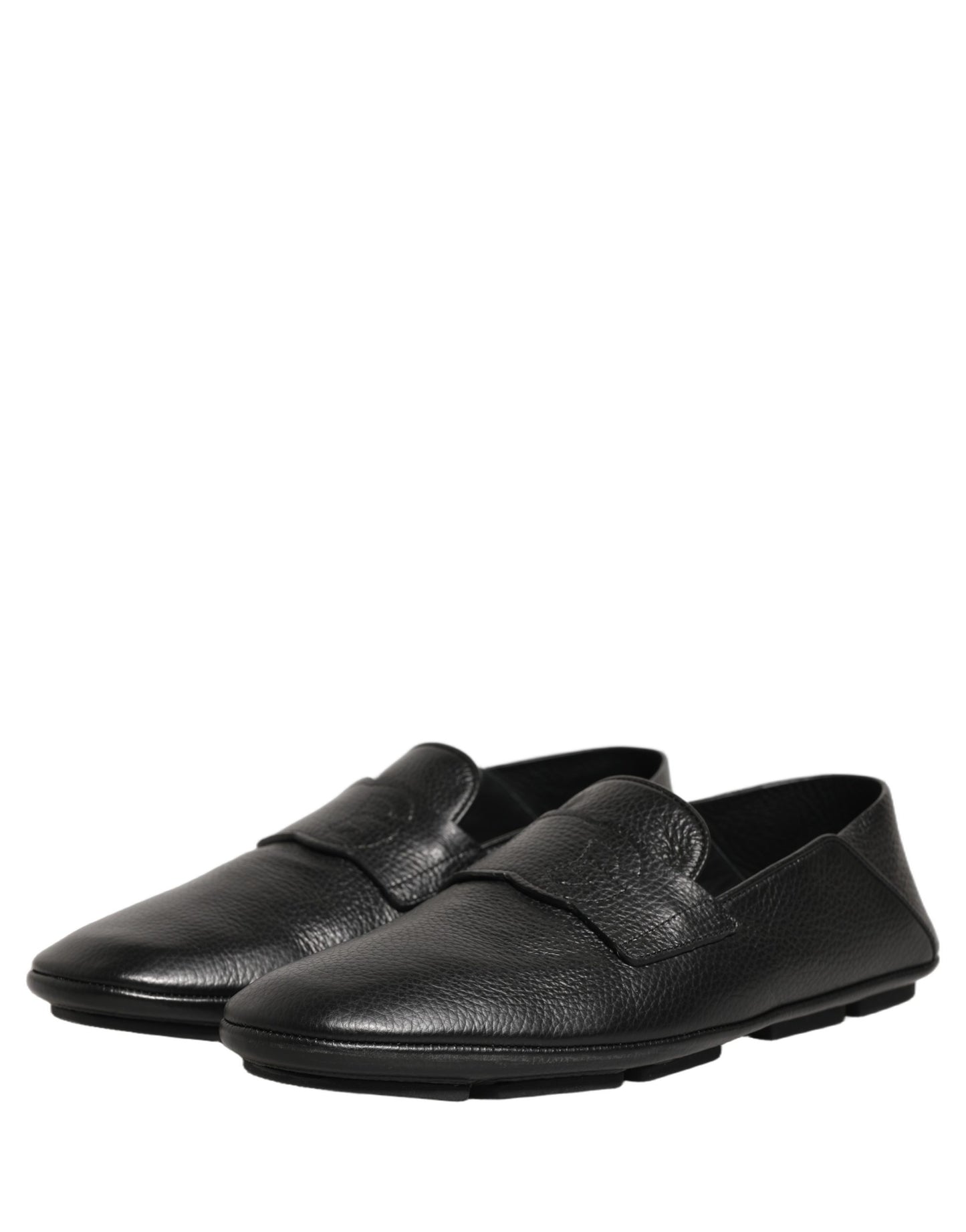 Dolce & Gabbana Black Deerskin Leather Driver Loafers