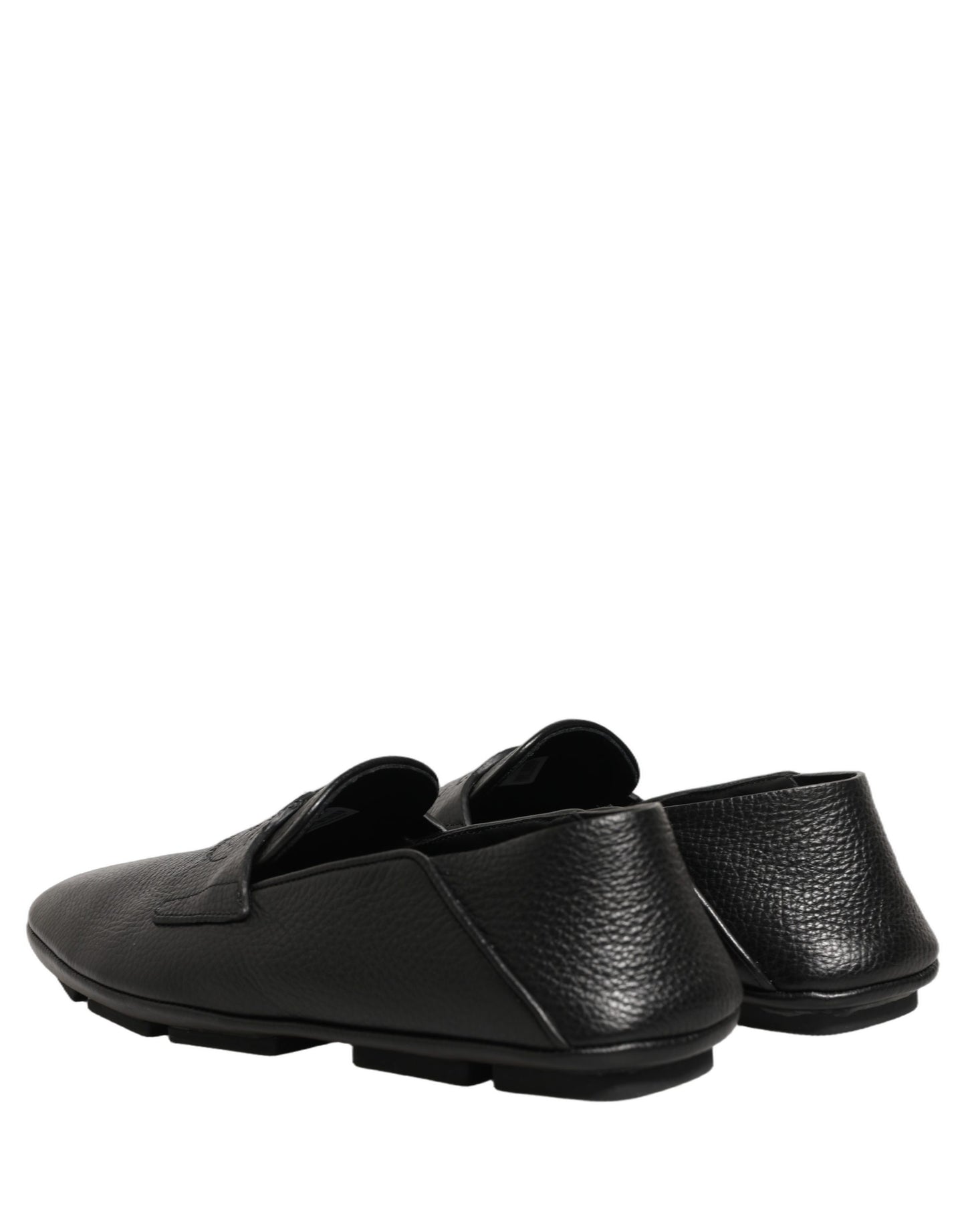 Dolce & Gabbana Black Deerskin Leather Driver Loafers